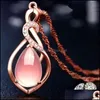 Pendentif Colliers Collier en or rose Dames Cristaux roses naturels Femme Clavicule Bijoux Cadeau de fête Quartz Luckyhat Drop Livraison Pe Dhxcf