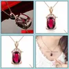 Pendant Necklaces Tourmaline Ruby Necklace Temperament Trend Big Naked Stone Rose Gold Sier Drop Delivery Jewelry Pendants Dh1Fh