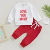 Ensembles de vêtements Saint Valentin enfant en bas âge enfants bébés garçons vêtements 03Y lettre imprimer sweats à manches longues pantalons à cordon Sportwear 230203