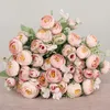 Decorative Flowers & Wreaths Heads 1 Bunch Artificial Roses Simulation Peony Tea Wedding Road Leading Bouquets For DIY Home Garden Decoratio