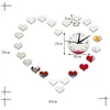 Wandklokken 58x65cm 3d Nieuwheid Mirror Diy Clock Big Digital Watch With Hearts Acryl Love Decal Sticker Adesivo de Parede