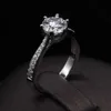 Bague Solitaire 925 Sterling Silver Moissanite Fine bijoux Round Cut 1ct IJ Anniversaire Mariage Diamant s pour Petite Amie Y2302