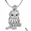 Pendant Necklaces Baby Owl Pearl Accessories Locket Hollow Out Cage Jewel Eyes Charm Jewelry P95 Drop Delivery Pendants Dhicw