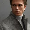 Men Coat Blazer Brunello Wol Casual Coat met lange mouwen Cucinelli en grijze revers in de winter