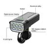 S Waterdicht 8 LED -voorste fiets USB oplaadbaar 5200 mAh batterij digitale stroom display Bicycle Light 5 Modi MTB Cycling Lamp 0202