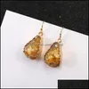 Dangle Lustre Designer Colof Résine À La Main Druzy Boucles D'oreilles En Pierre Naturelle Pour Femmes Plaqué Or Goutte D'eau Forme Oreille De Mariage Je Otxve