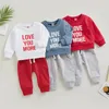 Ensembles de vêtements Saint Valentin enfant en bas âge enfants bébés garçons vêtements 03Y lettre imprimer sweats à manches longues pantalons à cordon Sportwear 230203