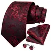 Bow Ties Dibangu 8.5cm Red Paisley Men Men Men Silk Tie Tie الرسمي بدلة أعمال حفل زفاف فاخرة الرقبة Hanky ​​مجموعة للهدية