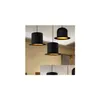 L￢mpadas pendentes Retro Chandelier Jazz Top Hat L￢mpada de Alum￭nio 110V 220V E27 fora preto dentro do barro de ouro Golden Bedroom Cafe Drop De Dh518