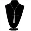 Pendant Necklaces Crystal Bead Sweater Chain Necklace For Women Fashion Sier Color Tassel Long Statement Jewelry Drop Delivery Pendan Ot6Hj