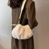 Evening Bags Small Bucket Shoulder For Women 2023 Winter Korean Fashion Luxury Faux Fur Ladies Handbags Lovely Candy Color