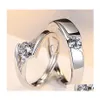 Solitaire Ring Moda e casais requintados abrem amor casamento homens mulheres ternura diamante serinhado luckyhat entrega j￳ia dh3av