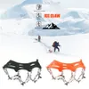 Crampons 1 Pair 13 Teeth Anti-slip Outdoor Climbing Crampons Winter Ice Snow Over Shoes Cover Gripper Spike Cleats with Storage Bag 230203