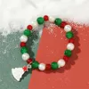 스트랜드 lxy-W 빈티지 패션 2023 빨간 녹색 구슬 만화 크리스마스 트리 엘크 팔찌 Boho Festival Girl 's Gift Jewelry