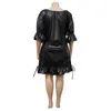 Plus size Dresses Elegant Dresses for Women Butterfly Sleeves Black Party Dress Sexy Plus Size Pu Leather Dress Wholesale Items Drop 230203