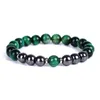 Filo Fili di perline Bracciale con ciondolo classico Nero naturale Ossidiana Ematite Occhio di tigre Pietra Perline Braccialetti Uomo Per donna Gioielli Pulsera