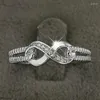 Trouwringen Zilververgesneden Infinity Love Ring Shining Kubieke zirkoon Bowknot Letter 8 Eeuwigheid Belofte sieraden voor vrouw Vriendin