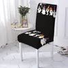 Stoelbedekkingen Cartoon Halloween -stijl Cover Keukenkussen Ghost Patroon voor fauteuils eetkamer stretch spandex