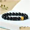 Kralen 8 mm tijger eye stone kralen 12 constellatie paar zwarte strengen armband heren armbanden voor vrouwen pseras mascina hombr dhgarden dh9uk