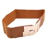 Cinture Fashion Multicolor Women's Waistband PU Elastic Wide Belt Metal Square Buckle Dress Slim For Women Dresses