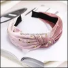 Opaski na głowę Kobiety Opaska na głowę Golden Veet Hairband Love Rhinestone Hair Hoop Center Węzeł Turban Akcesoria C3 Drop dostawa klejnot dhqn9