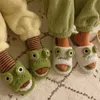 Slippers schattige dierenslipper voor vrouwen meisjes mode kawaii pluizige winter warme slippers vrouw cartoon kikker huis slippers grappige schoenen 230203