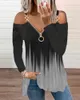 Camisas femininas Winter Winter Spring Women Tops Tees Hollow Out Femme Zipper Sexy Hole Sexy Afree Boho