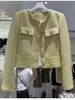 Kurtki damskie hma koreańska elegancka żeńska tweed podstawowa kurtka płaszcza damska odzież w stylu pasa startowego wełniana odzież wierzchnia 230203