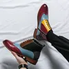 Ankle Boots Point Men Toe Lace-up Mixed Colors Business Handmade Shoes Men Fashion