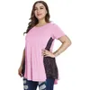 Women's Plus Size T-Shirt Loose Plus Size Blouse Shirt Woman Summer Female O Neck Short Sleeve Lace Patchwork Elegant Blouse Big Size Ladies Tops 230203