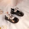 Platte schoenen herfst meisjes leer schattig dot boog baby meisje zwarte kinderen prinses niet-slip hoge kwaliteit maat 21-30 sgf150