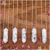 Colares pendentes minerais ametistas rosa Crystal stick Ponto de pedra Moda Mulher Terminou Gemtones Boho Summer Gi Dhgarden Dh87Q