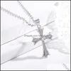 Pendentif Colliers Croix Crucifix Collier En Cristal Clair Pour Hommes Femmes Prière Jésus Lien Chaîne En Gros Bijoux Sier Or Luckyhat D Dhkcl