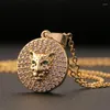 Pendant Necklaces Punk 2023 Gold Color Leopard Head Necklace Hip Hop Zircon Choker Street Style Cool Animal Metal Jewery