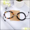 Hebras de cuentas Atractivo Encanto Distancia Imán Pareja Pulseras Con cuentas 2 Unids / set Joyería de la amistad Cuentas de piedra natural Trenza de yoga Ot2Yx