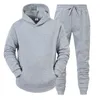 Men's Tracksuits Sets HoodiesPants Casual Tracksuit Sportswear Solid Pullovers Autumn Winter Fleece Suit Oversized Sweatershirts Outfits 230203