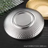 Plates Stainless Steel Hammer Pattern Barbecue Plate Diamond Golden Disc Western Thickened Retro Old Fruit