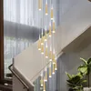 Pendant Lamps Chandelier Lighting Gold/Black/Coffe/Silver Staircase Long Lamp Duplex Building Villa Attic Adjustable Hanging LightPendant