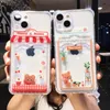 New cases Cute Cartoon Bear Wallet Card Pocket Holder Phone Case For iPhone 14 Pro Max 13 12 11 X XR XS 7 8 Plus Transparent Shockproof