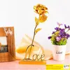 Свадебная золотая фольга цветы, наложенная искусственная роза с подарочной коробкой для Дня Святого Валентина День Мать День Благодарения День рождения декоративные цветы