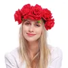 Nakrycia głowy 1PC Spring Bohemian Flower Crowns Beach Hawaii Elastic Floral Garland Romantyczne sztuczne wieńce ślubne Rose