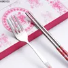 Zestawy naczyń obiadowych Chińskie przenośne zastawy stoliczne ze stali nierdzewnej Creative Fork Spoon Pafticks Outdoor Travel Trzyosła restauracja