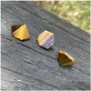 Pietra Naturale Piramide Esagonale Cabochon Perline Pietre Di Quarzo Rosa Per Guarigione Reiki Ornamenti Di Cristallo Collana Anello Orecchino Dhgarden Dhgsm