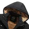 Mens Down Winter Hooded Plus Velvet Padded Cotton Coat 8xl Detachable Hood Ware WindproofとCold Proof