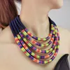 UKEN – collier ras du cou bohème pour femmes, chaînes en corde colorée, épais, multicouche, bijoux à la mode