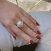 Solitaire Ring Luxury Pearl Zircon Gold Bandy Wedding Bandas S para Women Promise Bridal Promise Jóias Presente Y2302