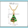 Anhänger Halsketten Weihnachtsbaum Halskette Strass Emaille für Frauen Kinder Weißer Schneemann Weihnachtsmann Charms Gold Drop Lieferung Juwel Otkea