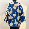 Men's Casual Shirts Autumn High Quality Men Shirt Animal Swan Printed Long Sleeve Big Size Cloting Fashion Designer Clothes