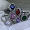 Solitaire Ring Fahion Princess Diana Ring Real 925 Sterling Silver Oval AAAAA CZ Birthstone 약혼 웨딩 밴드 반지를위한 보석 Y2302