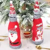 Christmas Decorations 1pcs Red Wine Bottle Bags Cover Merry Drawstring Cloth Bag Home Table Decoration Gift